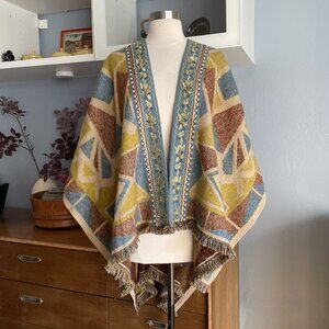 Soft Surroundings Shawl Wrap Poncho Embroidered Beaded One Size
